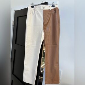 Fore Two-Toned Cropped Vegan Leather Pants